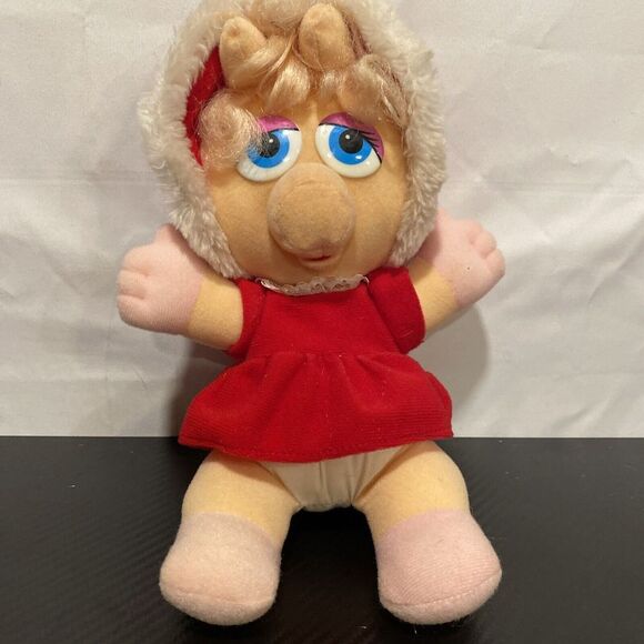 VINTAGE 1987 MUPPET BABY MISS PIGGY PLUSH 10" STUFFED ANIMAL JIM HENSON - Picture 1 of 4